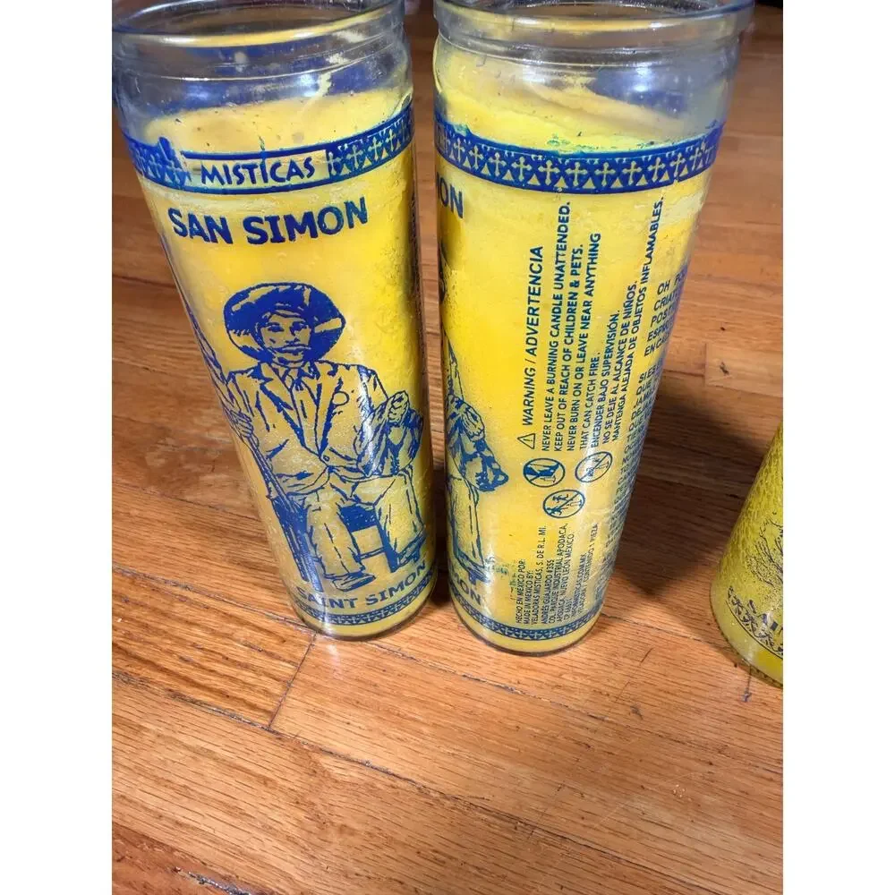 Lot 4 Spiritual Prayer Candles San Simon San Expedito Santa Muerte Bath Herb